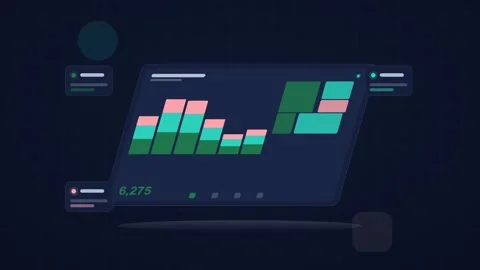 Teal analytics dashboard flat design loop Stock Footage 342628938