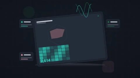 Teal analytics dashboard flat design loop Stock Footage 342629244