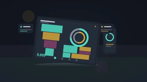 Teal and amber analytics dashboard flat design loop Stock Footage 342628439