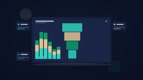 Teal and amber analytics dashboard flat design loop Video stock 342629003