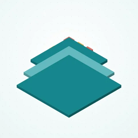 Teal and amber isometric cloud platform stack looping animation, square 1:1 Stock Footage 346258080