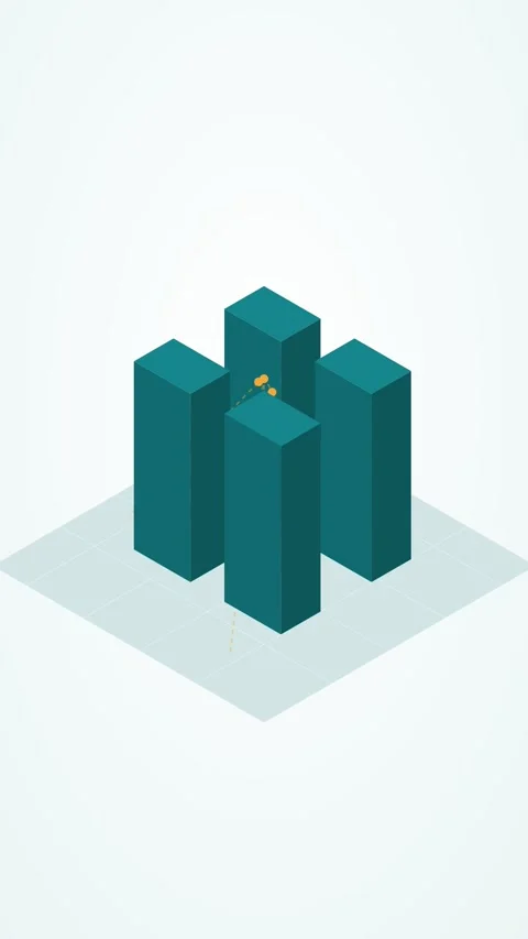 Teal and amber isometric data center animation, seamless loop, vertical 9:16 Stock Footage 346257976