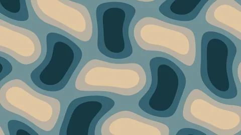 A teal and beige abstract pattern combines rounded dark blue-green shapes w.. Stockillustratie