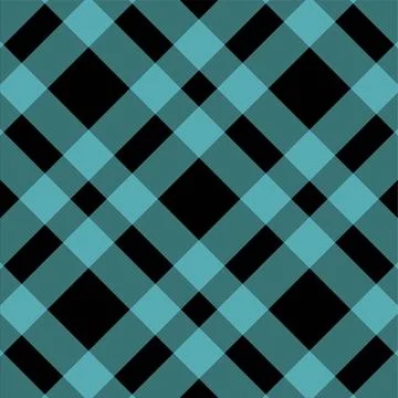 Teal and black check pattern fabric texture background Stock Illustration