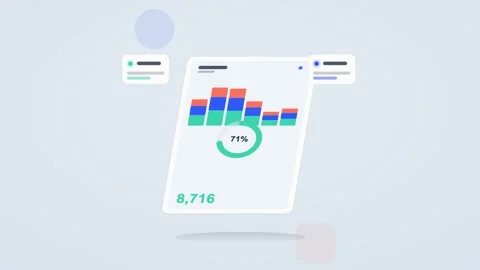 Teal and blue analytics dashboard flat design loop Stock Footage 342628710
