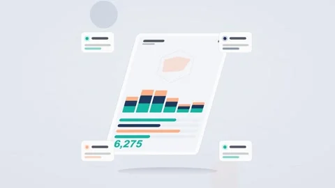 Teal and blue analytics dashboard flat design loop 動画素材 342628905
