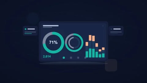 Teal and blue analytics dashboard flat design loop Stock Footage 342629058