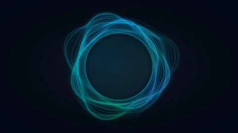 Teal and blue pulsating digital energy rings set of four. 4K Video stock 341847309