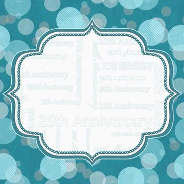 Teal and Gray Polka Dot 25th Anniversary Frame Background Stock Illustration
