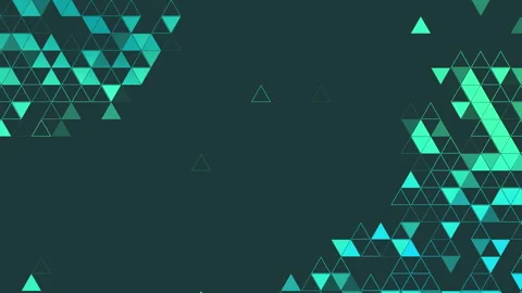Teal and green geometric triangle pattern on dark background Stock Footage 333133505