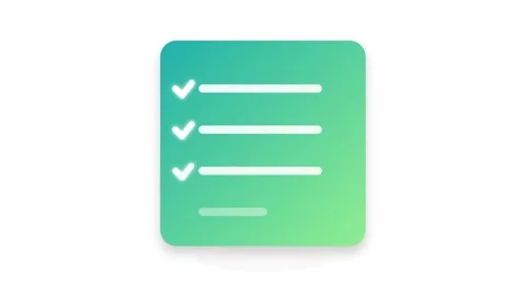 Teal and Green Gradient Checklist Icon with Sequential Glowing Checkmarks f.. Видео 346130998