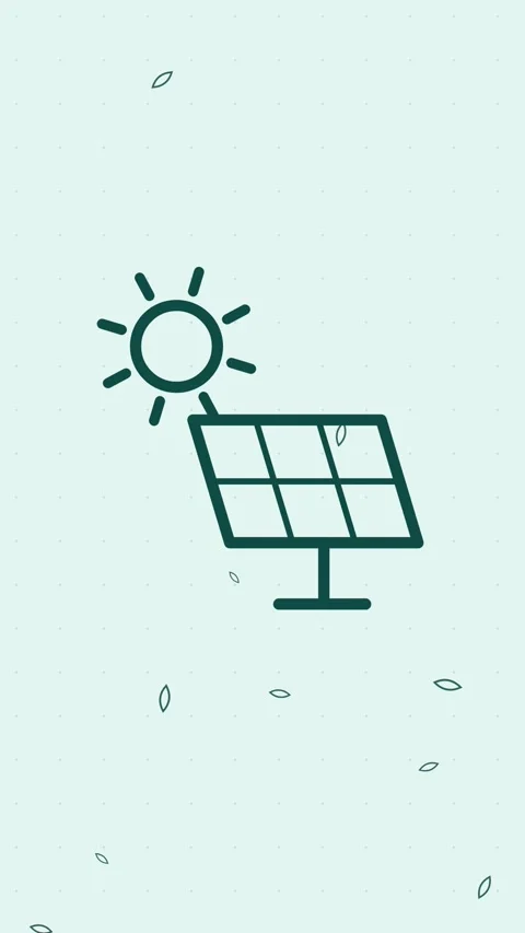 Teal and mint solar panel line art outline animation Stock Footage 346184330