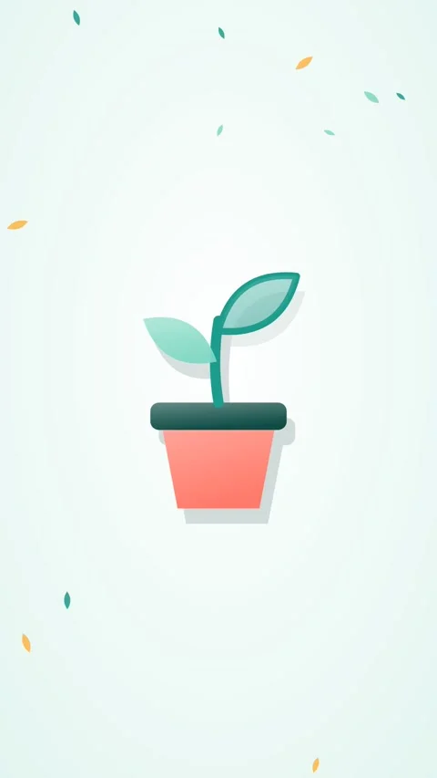 Teal and mint sprout in pot gradient flat animation Stock Footage 346184316