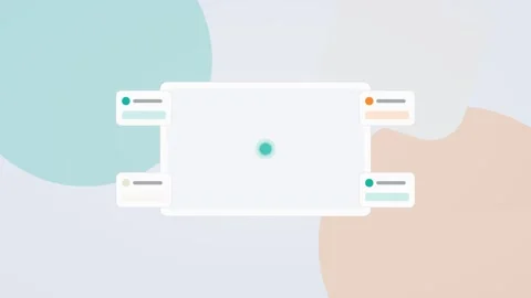 Teal and orange AI agent automation workflow flat design loop 動画素材 342627557