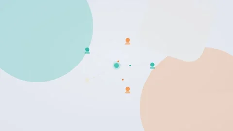 Teal and orange AI agent automation workflow flat design loop Stock Footage 342628102