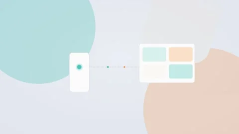 Teal and orange AI agent automation workflow flat design loop 库存影片 342628184