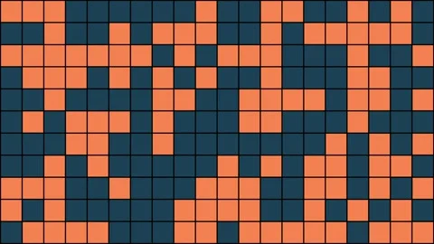 Teal and Orange Animated Grid of Changing Square Tiles with Seamless Loop Vídeo Stock 314379269