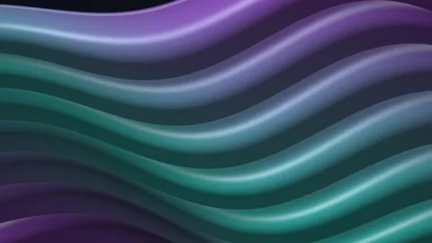 Teal and purple silk waves flow horizontally with seamless color transitions Stock Footage 345186687