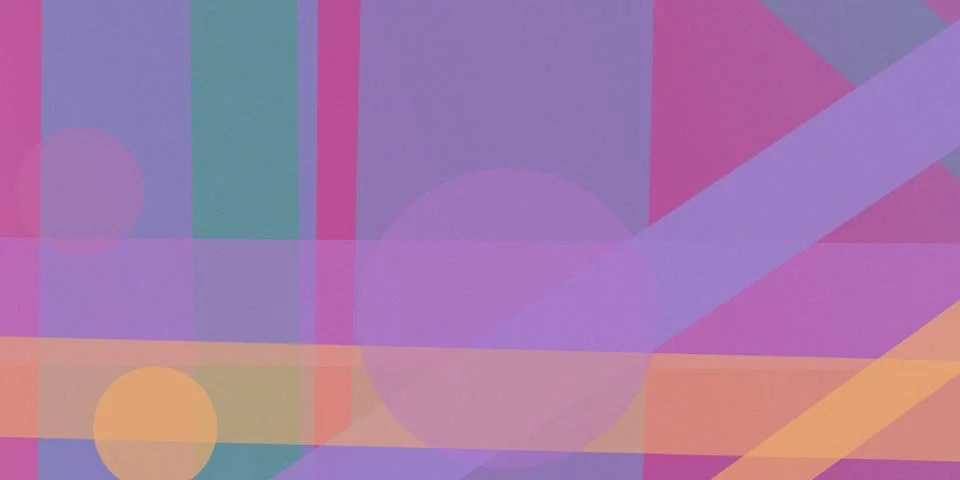 Teal and purple translucent rectangles meet strong blue bands in a structur.. Illustrazione stock