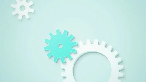 Teal and white 3D gears seamless loop motion background Stockbeeldmateriaal 345657889
