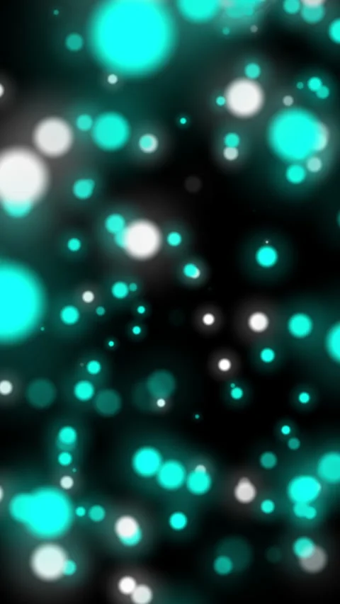 Teal and White Bokeh Particles on Black Background Overlay Ready Stock Footage 332064712