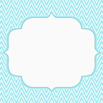 Teal and white chevron zigzag frame background Stock Illustration