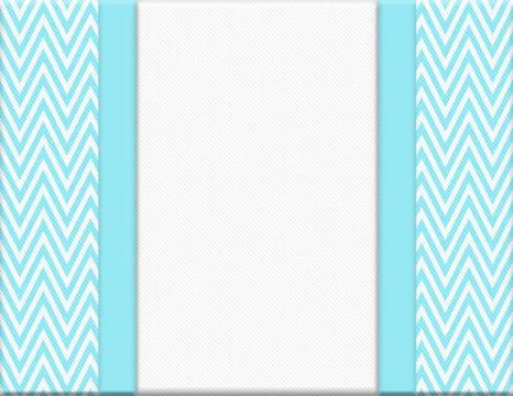 Teal and White Chevron Zigzag Frame with Ribbon Background Stock Illustration