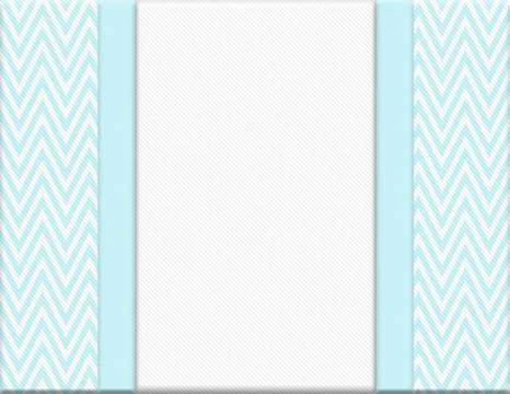 Teal and White Chevron Zigzag Frame with Ribbon Background Stock Illustration