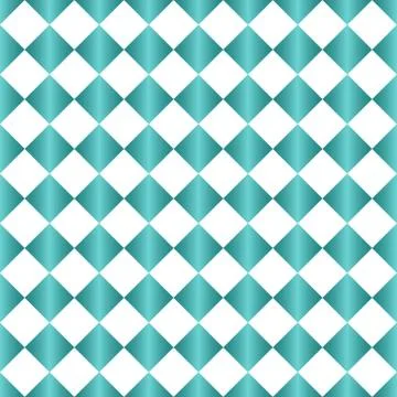 Teal and white diamond pattern repeat background Stock Illustration
