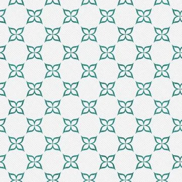 Teal and white flower repeat pattern background Stock Illustration