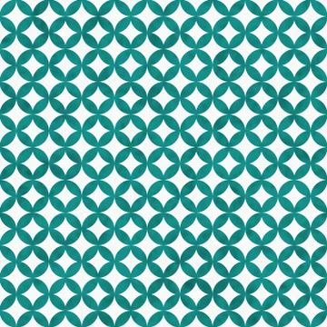 Teal and white interconnected circles tiles pattern repeat background Illustrazione stock