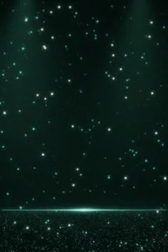 Teal and white points of light fill a deep green-black sky above a fine lum.. Stock Illustration