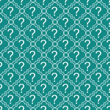 Teal and white question mark symbol pattern repeat background Stock Illustration