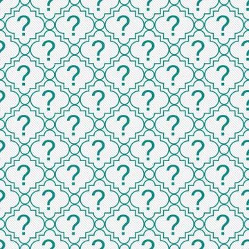 Teal and white question mark symbol pattern repeat background Stock Illustration