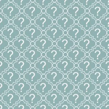 Teal and white question mark symbol pattern repeat background Stock Illustration