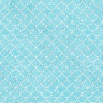 Teal and White Shell Tiles Pattern Repeat Background Illustrazione stock
