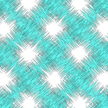 Teal and White Textile Pattern, Fabric Design, Geometric Motif Stock Illustration
