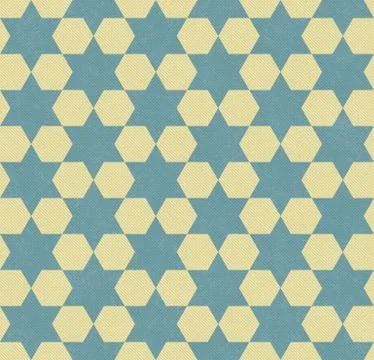Teal and yellow hexagon patterned textured fabric background Stock Illustration