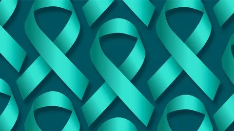 Teal Awareness Ribbons Pattern for National Senior Citizens Day Support. Stock Illustration