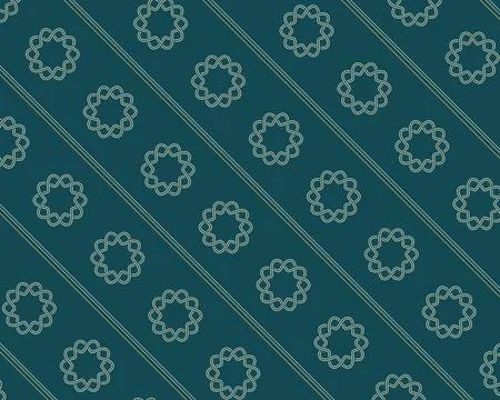 A teal background carries evenly distributed cream looped rosettes and fine.. Stock Illustration