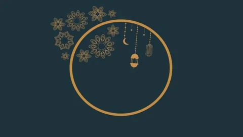 Teal background circular islamic ornament with lanterns ramadan kareem 動画素材 318121125