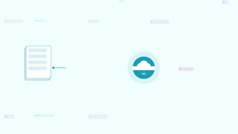 Teal Backup Data Secure Cloud Protection Flat Design Loop Stock Footage 342605242