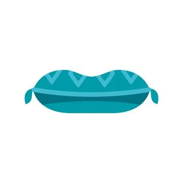Teal bed pillow soft cushion flat isolated Stock Illustration