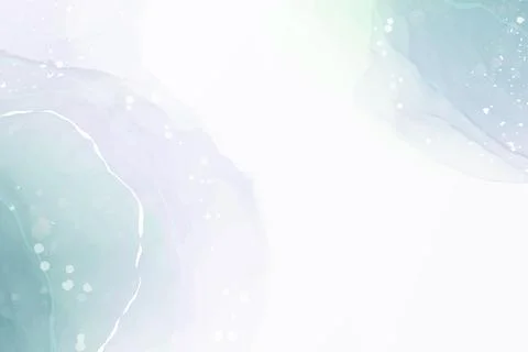 Teal blue and mint colored liquid watercolor background with gold stains and Stock Illustration