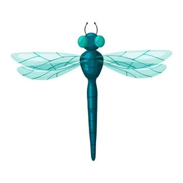 Teal Blue Dragonfly Top View Illustration Clipart Stock Illustration