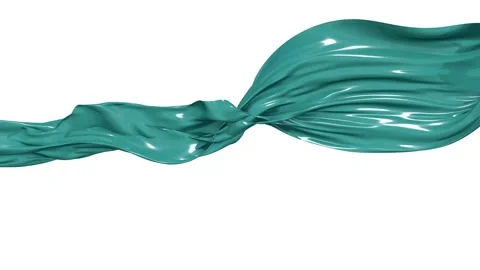 Teal blue fabric flows smoothly on a white background Vídeos de archivo 333574730