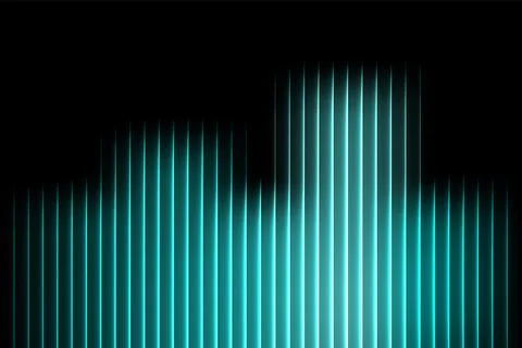 Teal blue glowing vertical bars on black background abstract equalizer brig.. Stock Illustration