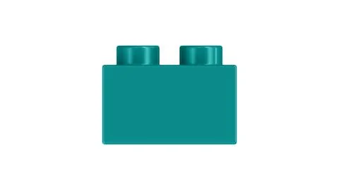 Teal Blue Plastic Building Block Isolated on White Background 스톡 일러스트