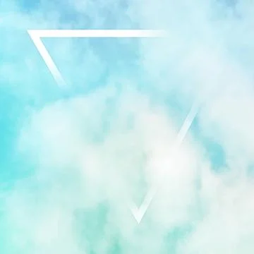 Teal blue sky background with soft clouds and a frame, an abstract design ... Stock Photos