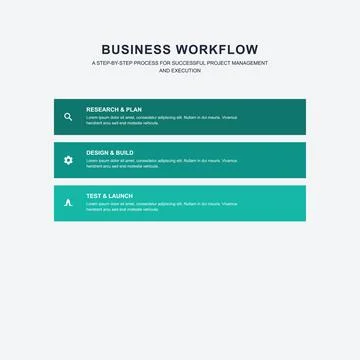 Teal Business Workflow Process Infographic Stock Illustration